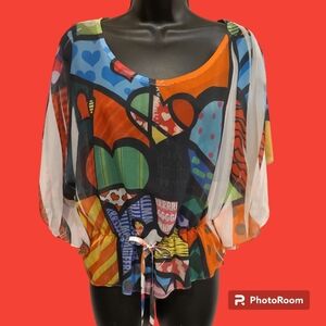 Butterfly style sheer top NWOT